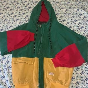 Hooded Color Block Corduroy Jacket